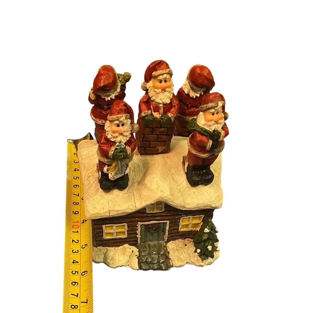 Christmas Santa Spreader Set with Cabin Display Base 5 Piece Holiday Decor